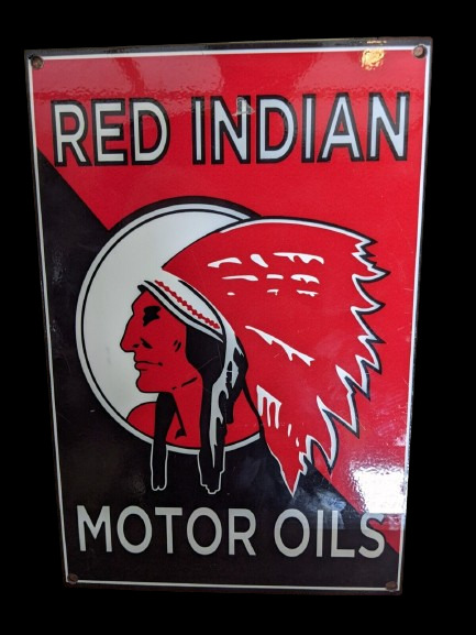 PORCELIAN RED INDIAN ENAMEL SIGN SIZE 36 INCHES