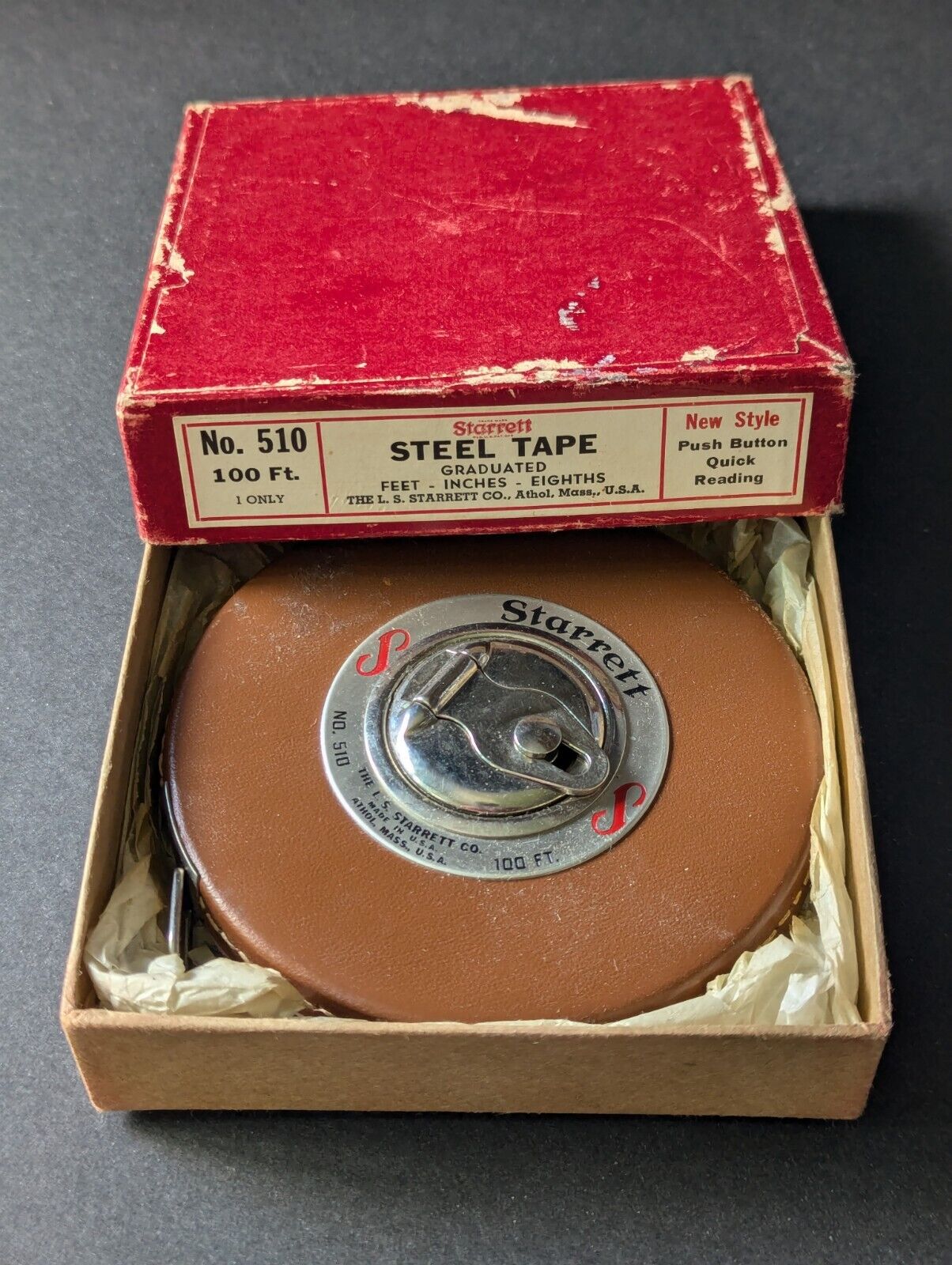 Starrett No. 510 100\' Tape Measure Vintage. All Original Packaging