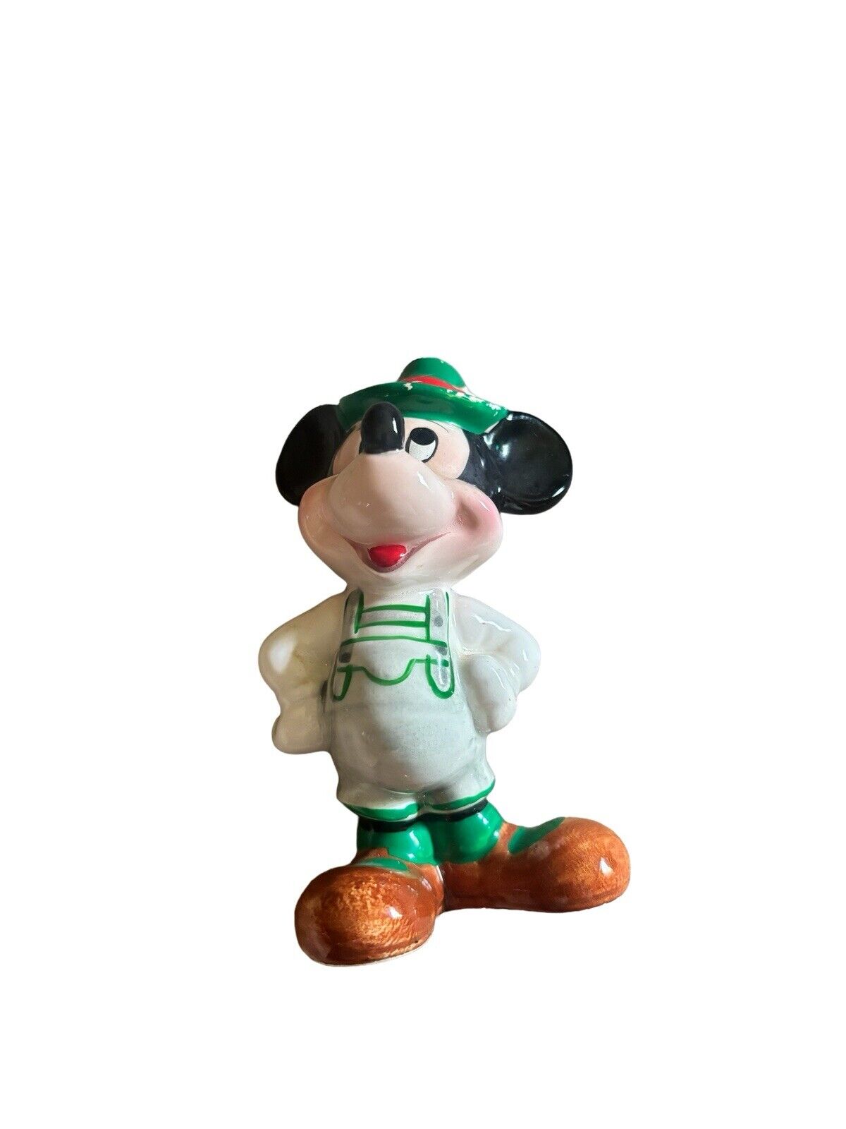 RARE Vintage Bavarian Yodeling Mickey Mouse Ceramic Figure Disney Japan