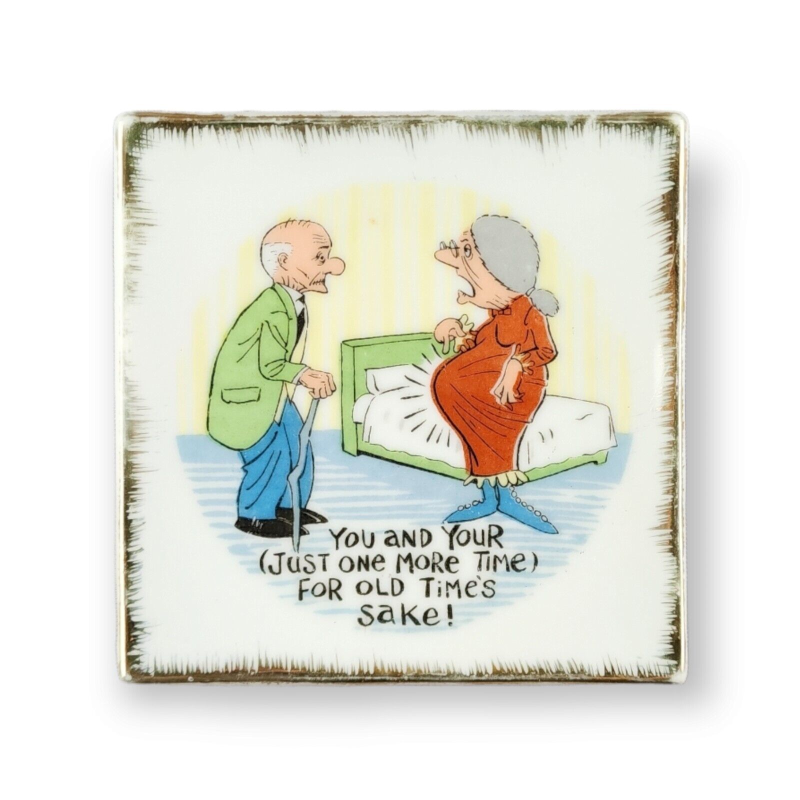 Vintage Adult Humor Old Couple Funny Pregnancy Plate / Tray \