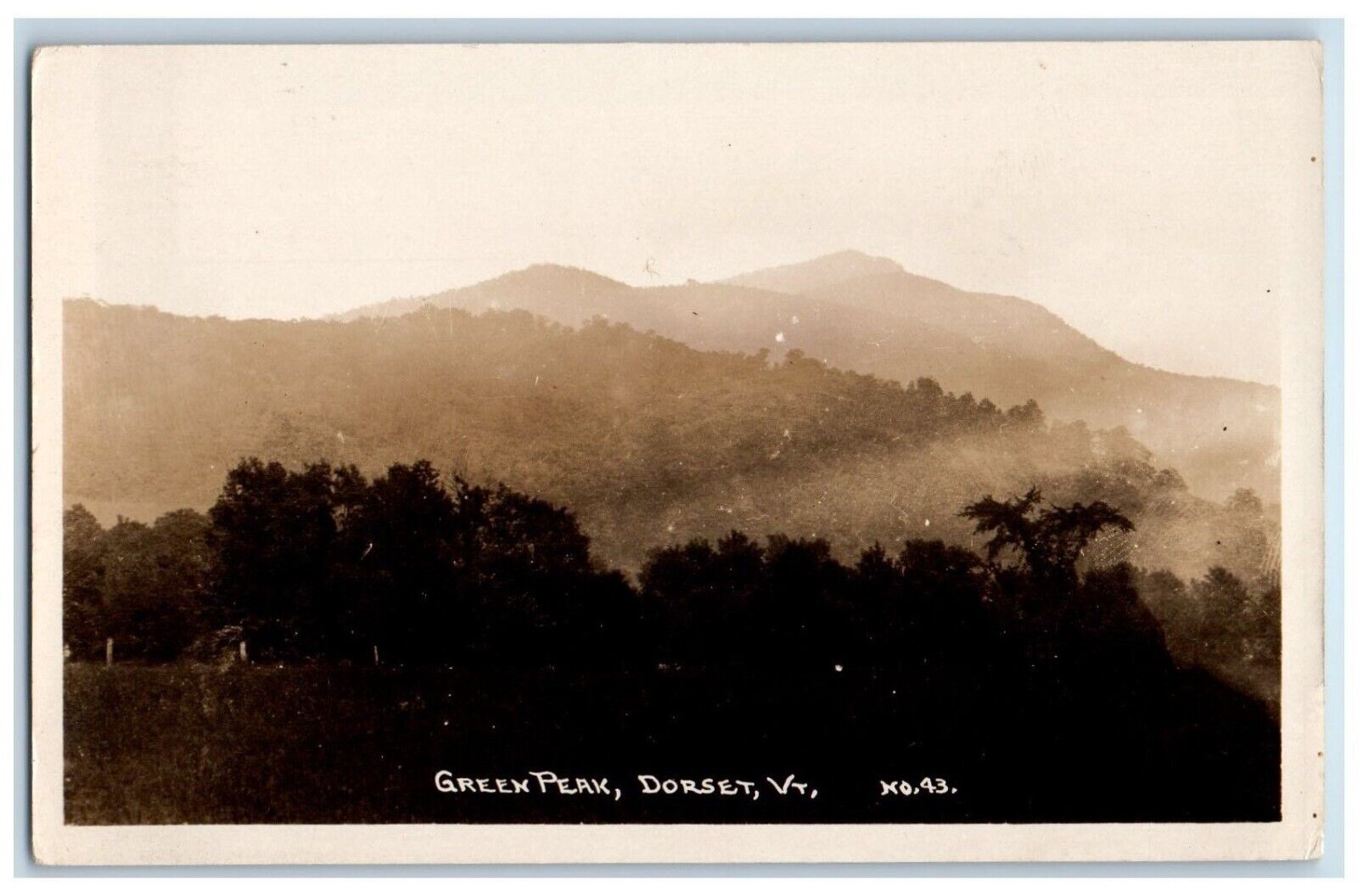 c1920's Green Peak Mountain Dorset Vermont VT RPPC Photo Unposted Postcard