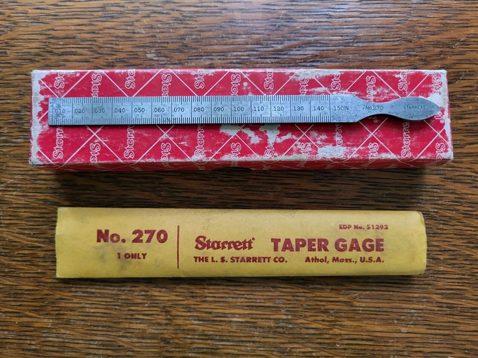 Vintage L. S. Starrett No. 270 Taper Gage Machinist Tool USA