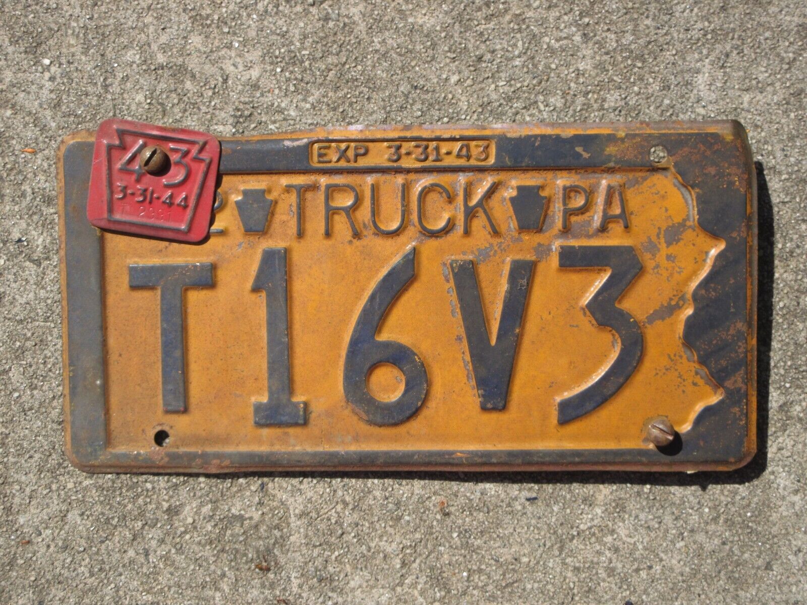 1943 Pennsylvania Truck License Plate T16V3 Penna PA Ford Chevrolet Chevy 1942