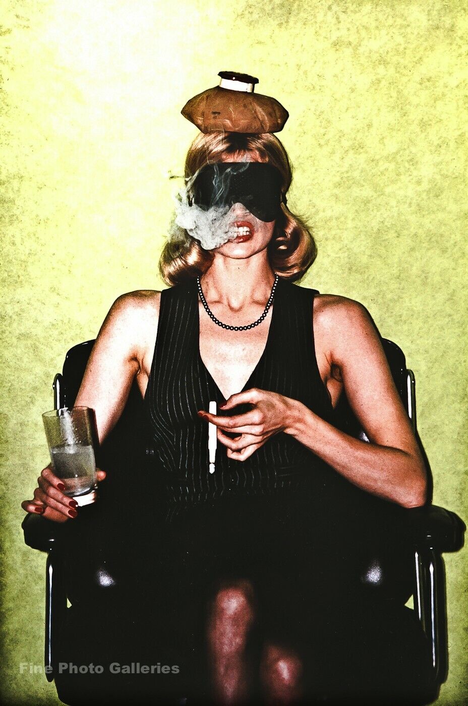 1973 Vintage HELMUT NEWTON Female Fashion Smoking Headache Cure Photo Art