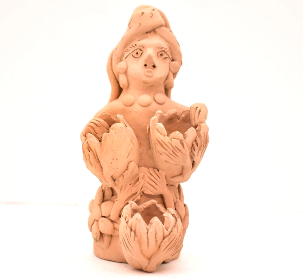 VTG Luis Teodora Blanco Oaxaca Mexico Folk Art Clay Figure Sculpture  5.25