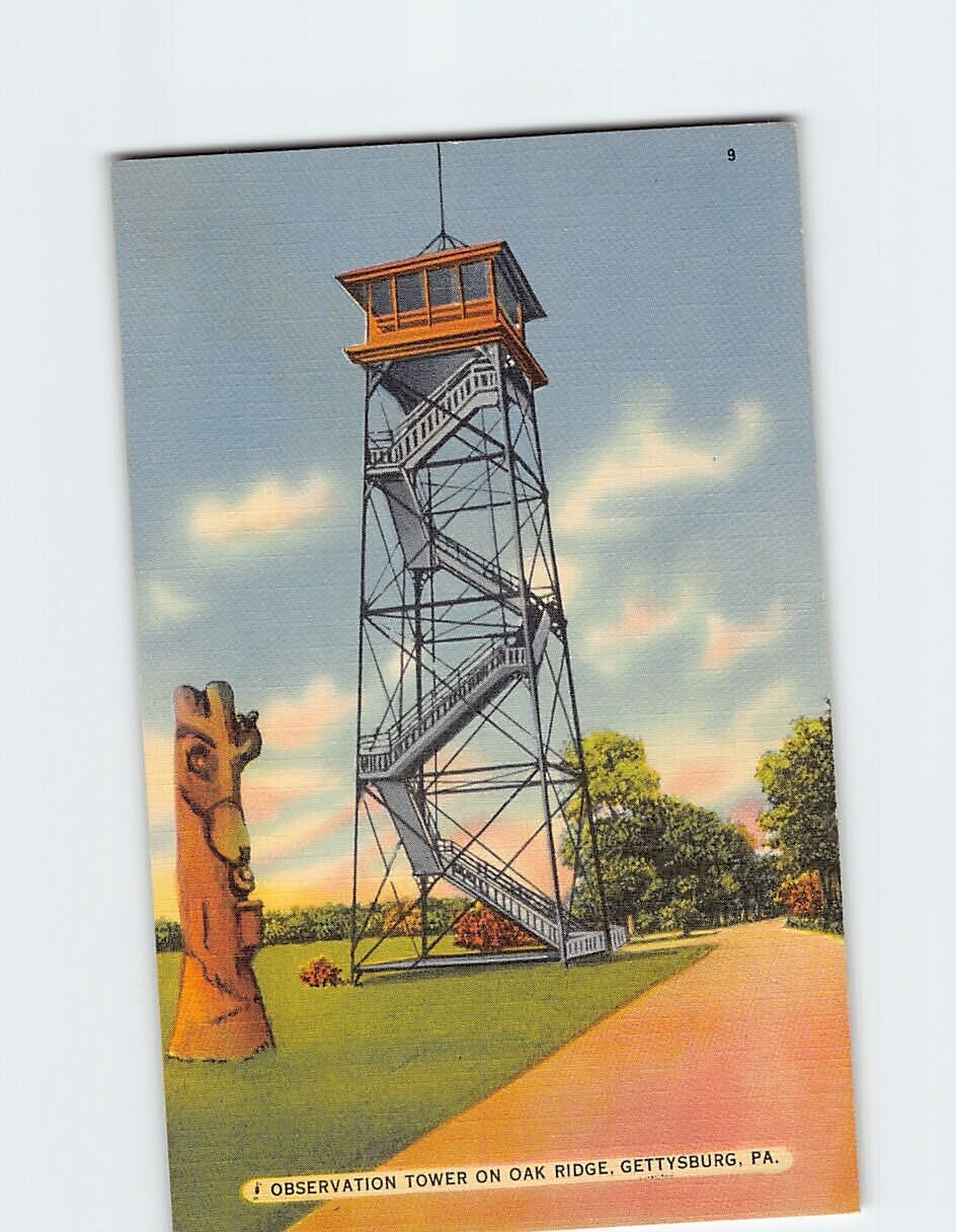 Postcard Observation Tower on Oak Ridge Gettysburg Pennsylvania USA