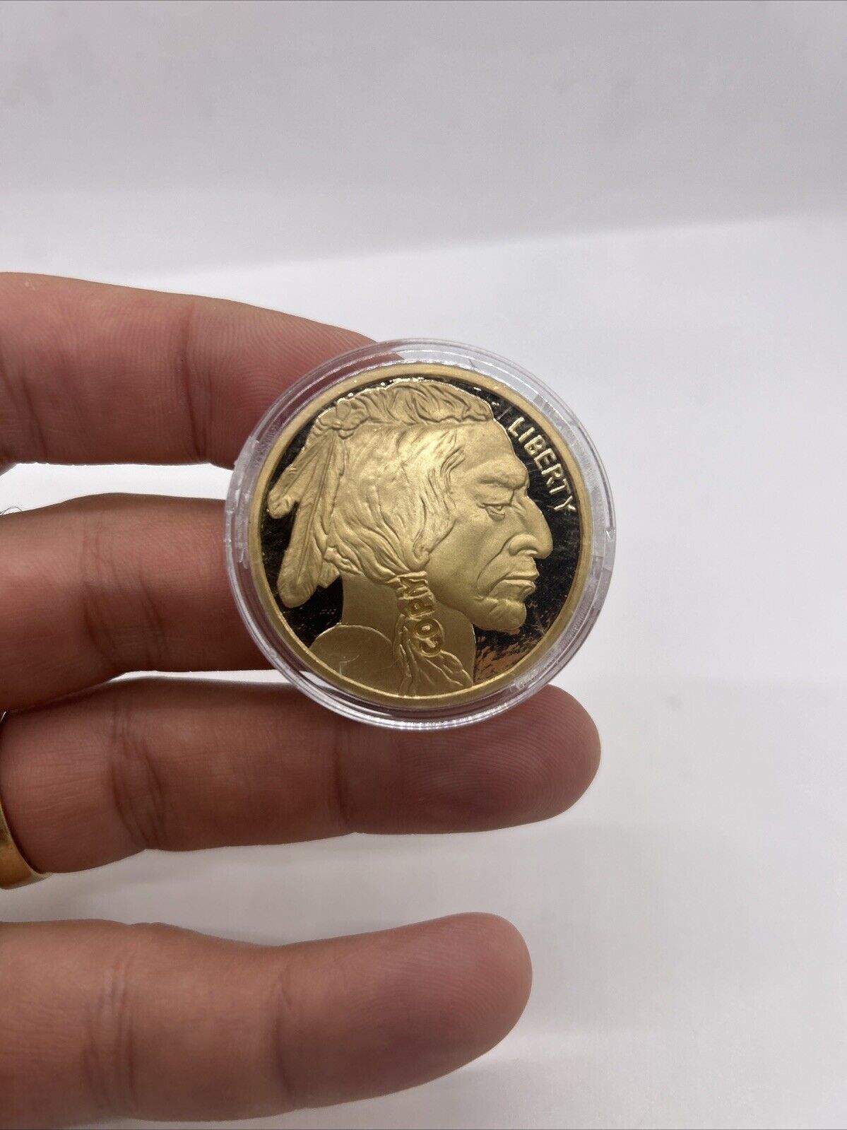 Native American Indian/Buffalo 24K Pure Gold PLATED 1 Oz  Proof Quality w/case