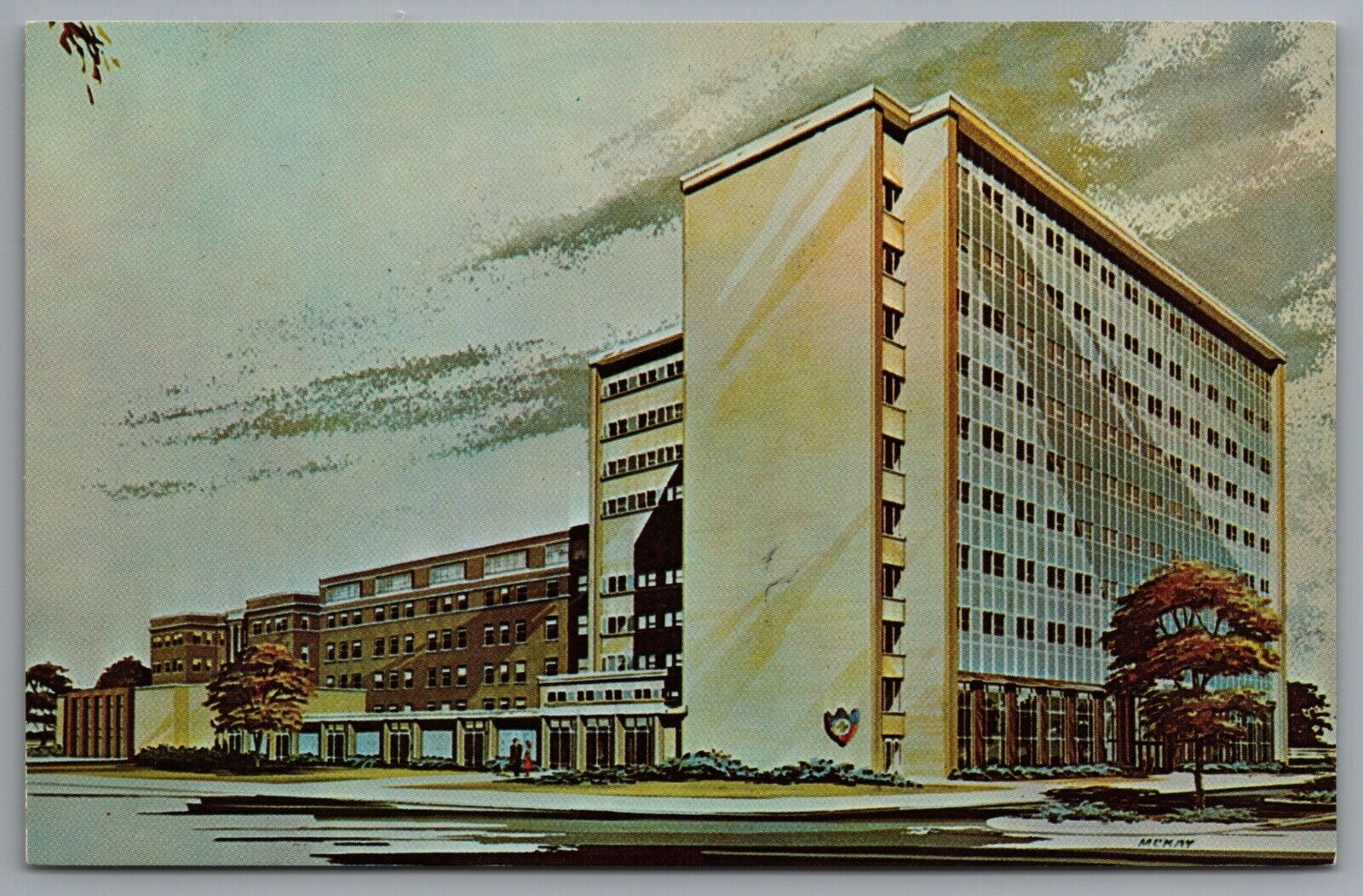 Rockford IL Swedish American Hospital Artist Rendition c1963 Postcard