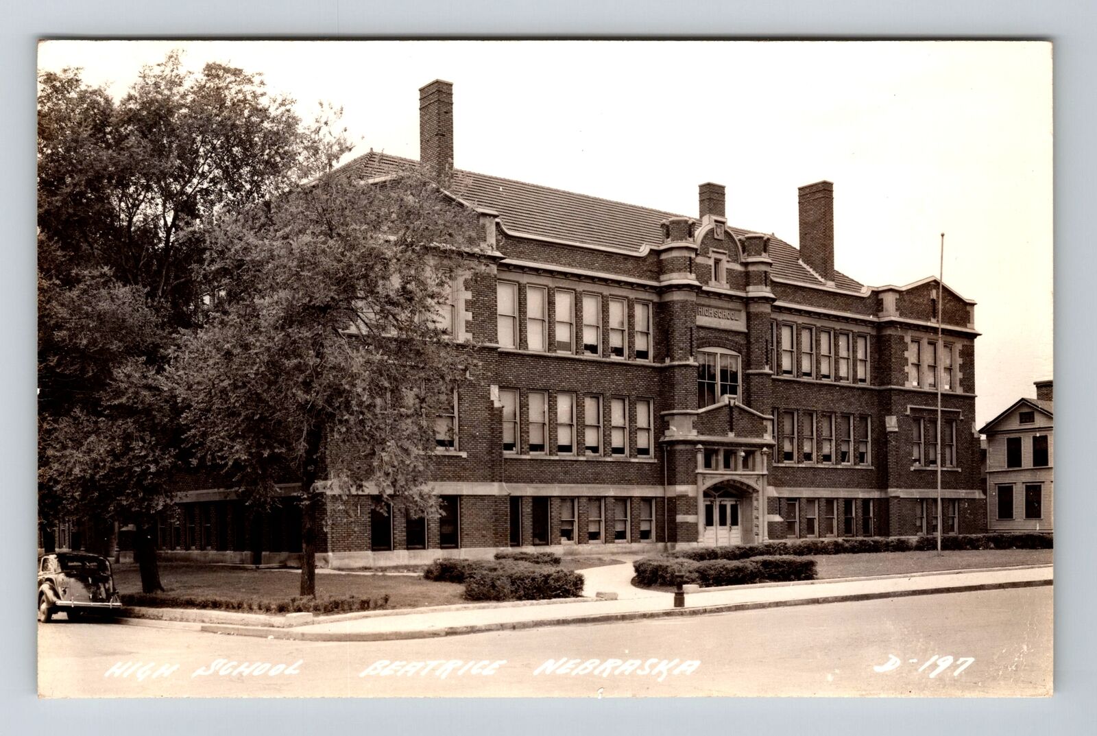 Beatrice NE-Nebraska RPPC High School Building Real Photo c1940 Vintage Postcard
