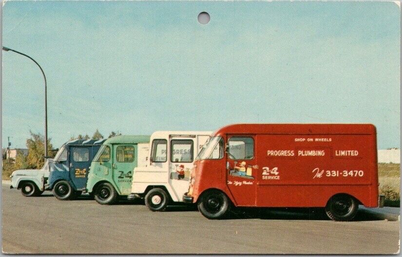 c1960s Montreal, Canada Advertising Postcard PLOMBERIE PROGRESS PLUMBING Vans
