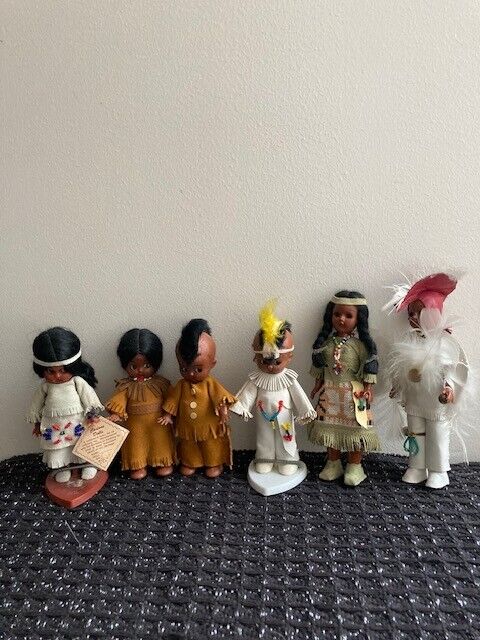Vintage 1980's Native American Indian dolls Lot of 6 Dolls some Carlson Dolls