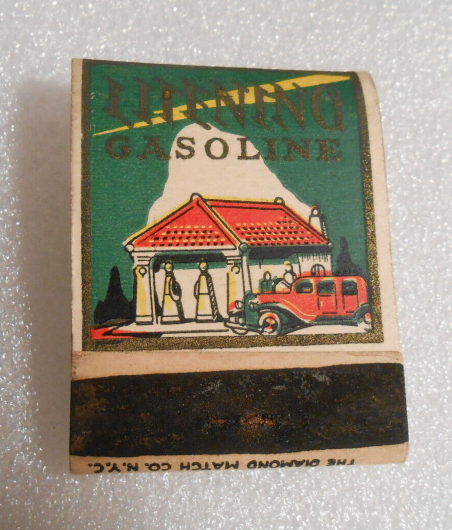 FULL - 1930's LITENING GASOLINE  Matchbook. Unused & Unstruck. Near Mint. Rare
