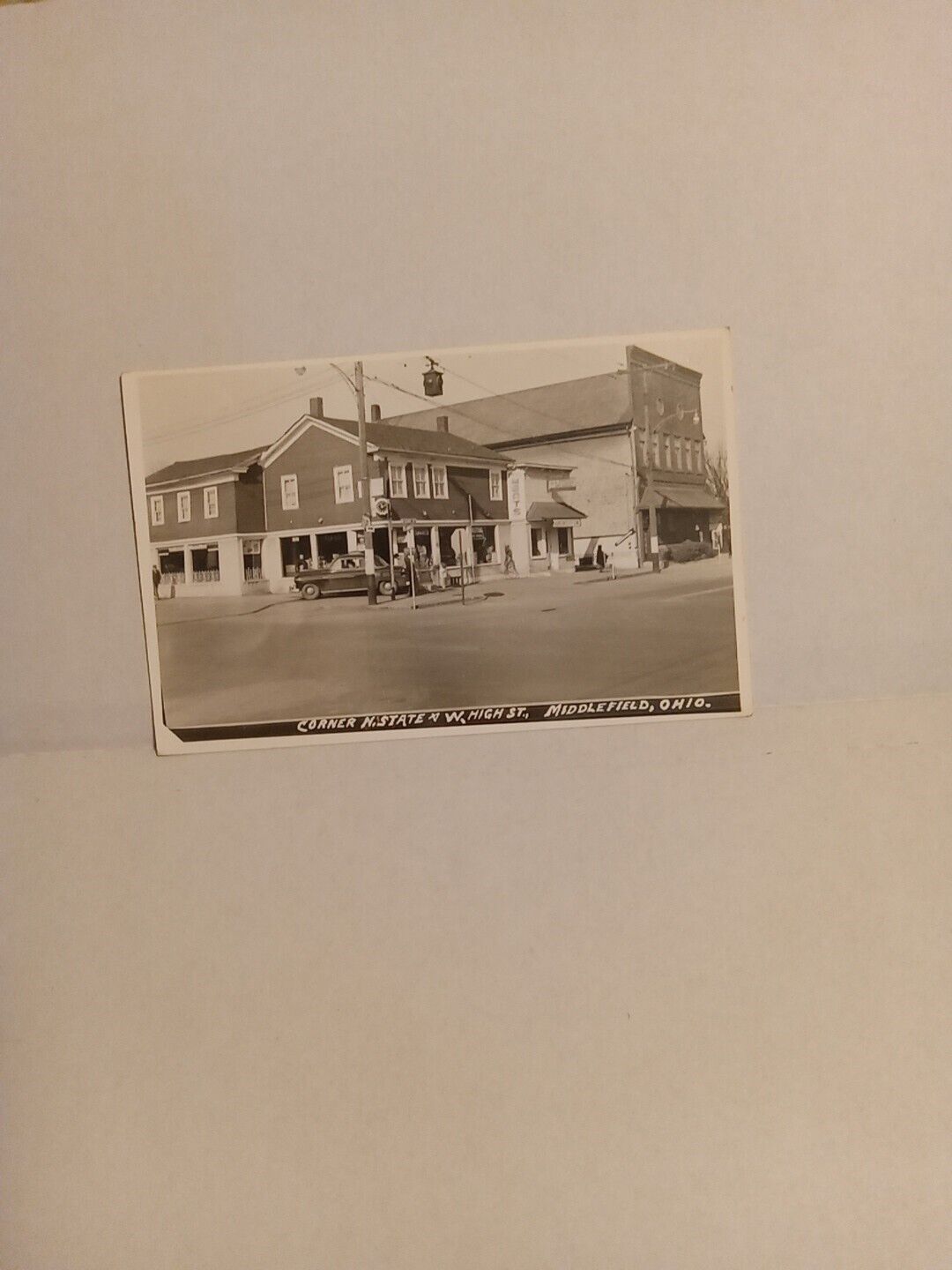 Vintage  Postcard Middlefield Ohio Corner N.State& W.High St.1940,s Real Photo 