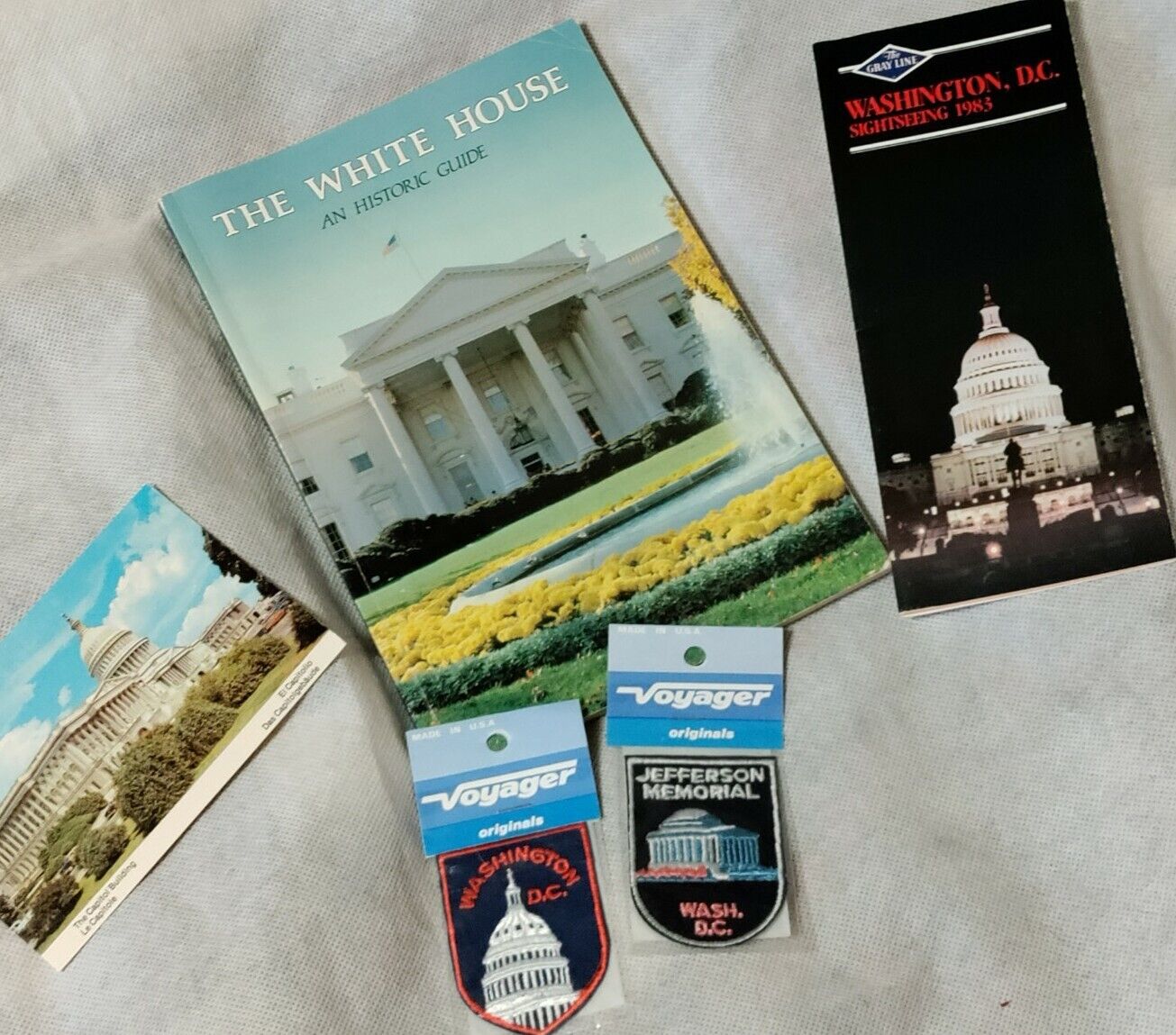 Vintage Washington DC Souvenir Lot Patches Post Card Guide Jefferson Memorial 