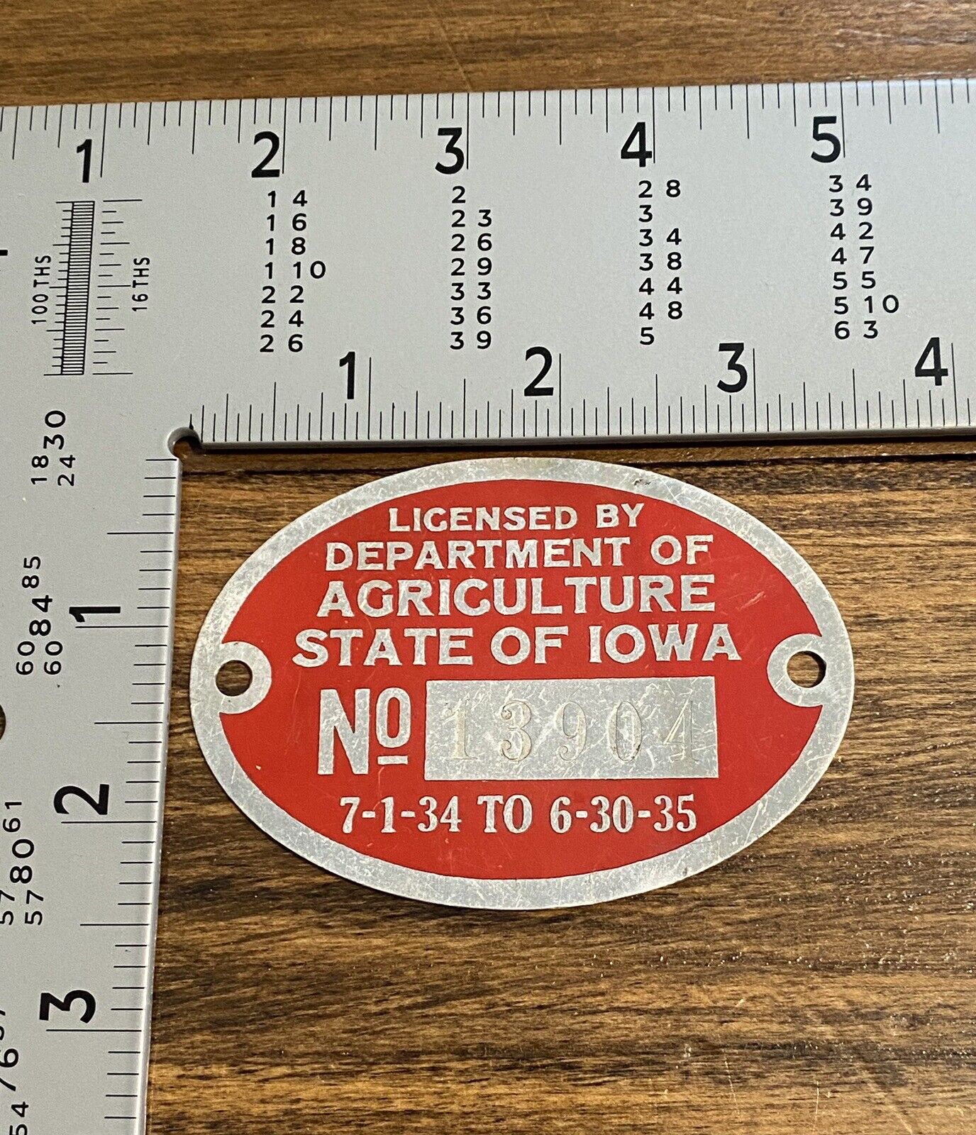 1934 To 1935 Iowa Department Of Agriculture License Plate Topper Sign 13904