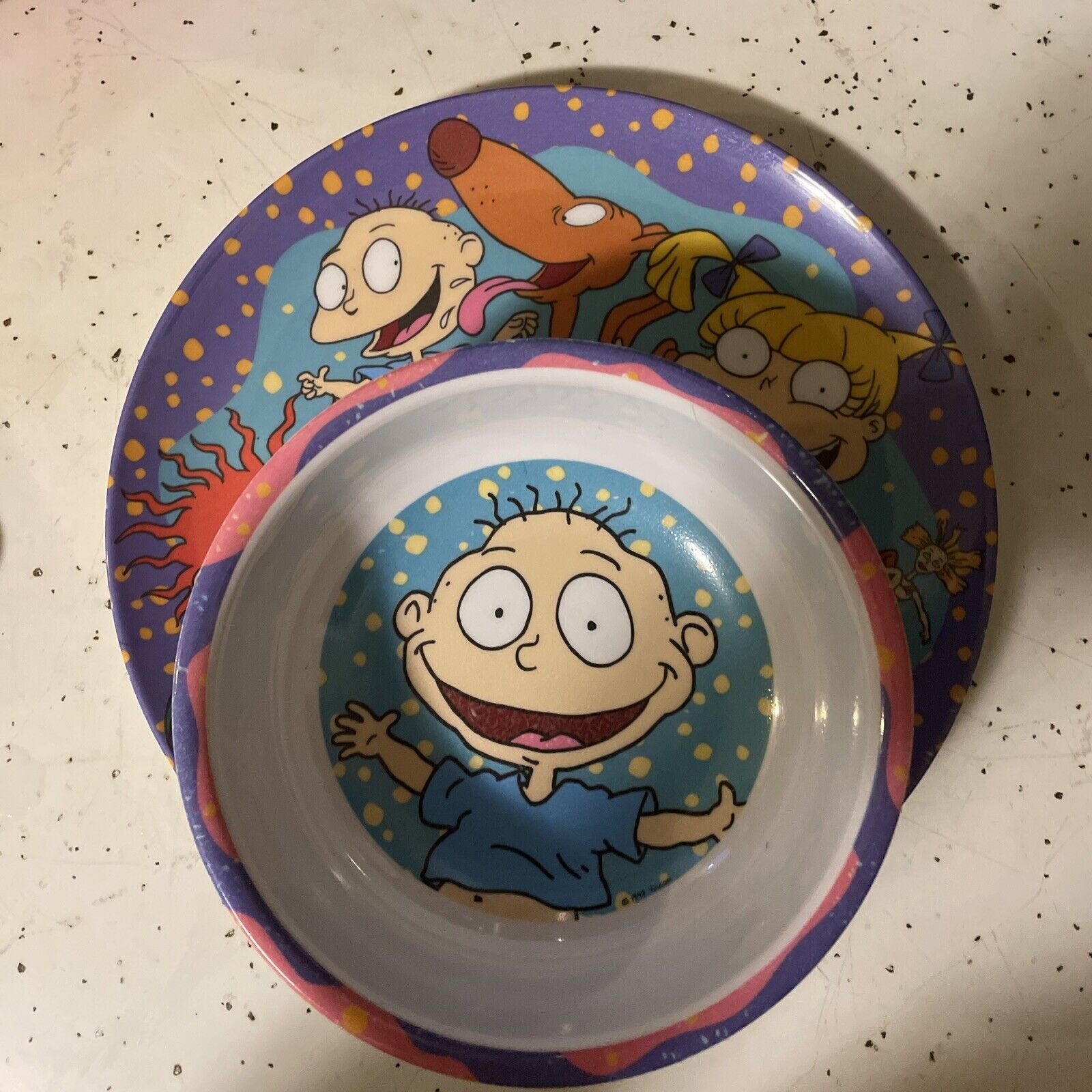 Vintage 90’s Rugrats Nickelodeon Bowl & Plate Set 1997 Viacom Zak