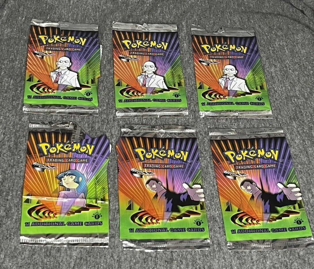 Pokemon 1st Edition Gym Challenge EMPTY Booster Pack Lot 6x