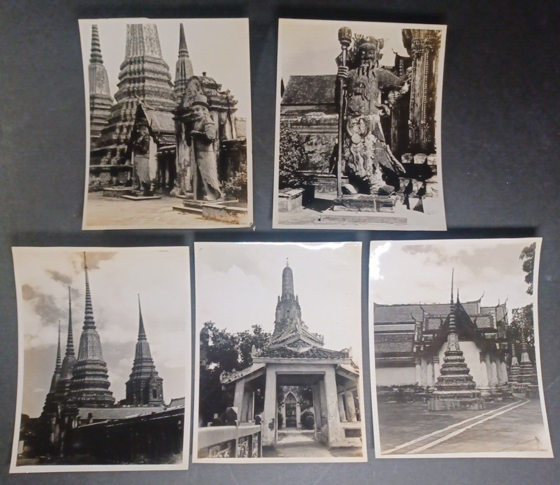 Royal Palace Siam Thailand 1940 Lot of 5 Photos 4 x 5 Black/White WW2 Vintage