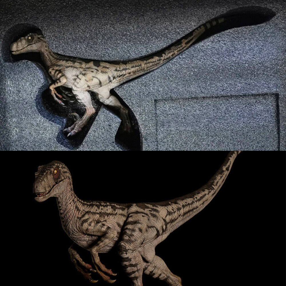 W-DRAGON Velociraptor White Queen Dinosaur Statue Model Resin Display Display