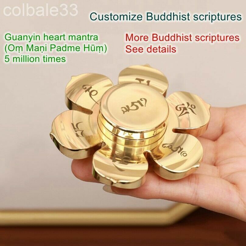 8cm Customize Sutra Lotus copper Prayer wheel Hand turn Prayer Wheels