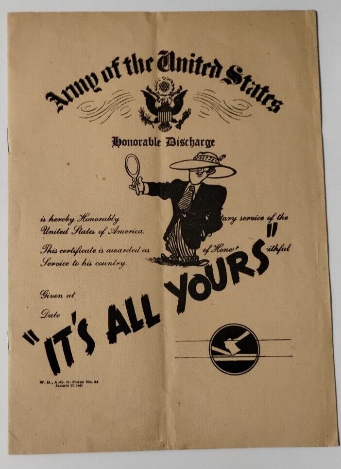 1943 Rare Playbill Army Of The United States Honorable Discharge It's All Yours