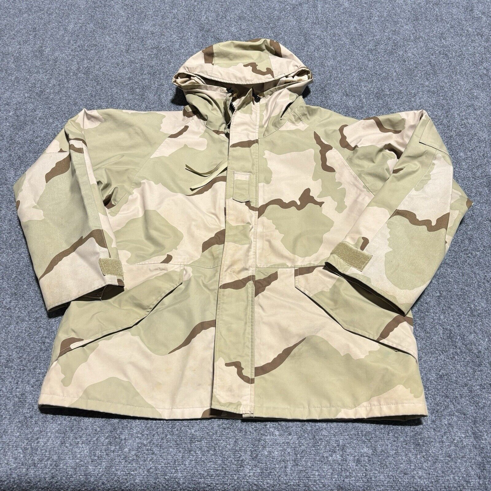 US Army Desert Cold Weather Parka Adult Large Regular Nylon Hooded Military FLAW