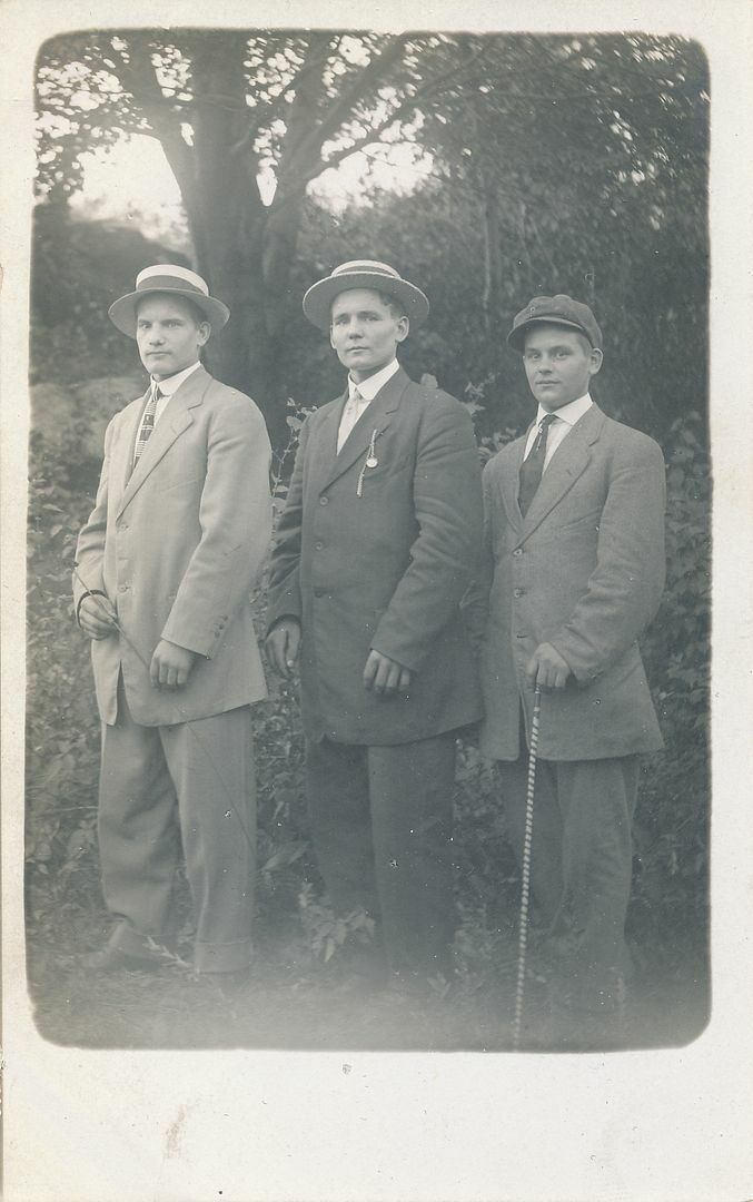 Three Men Outside Real Photo Postcard rppc