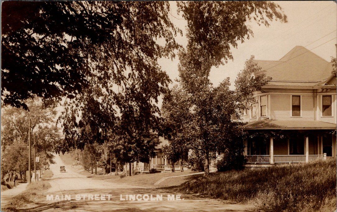 1929, Main Street, LINCOLN, Maine Real Photo Postcard