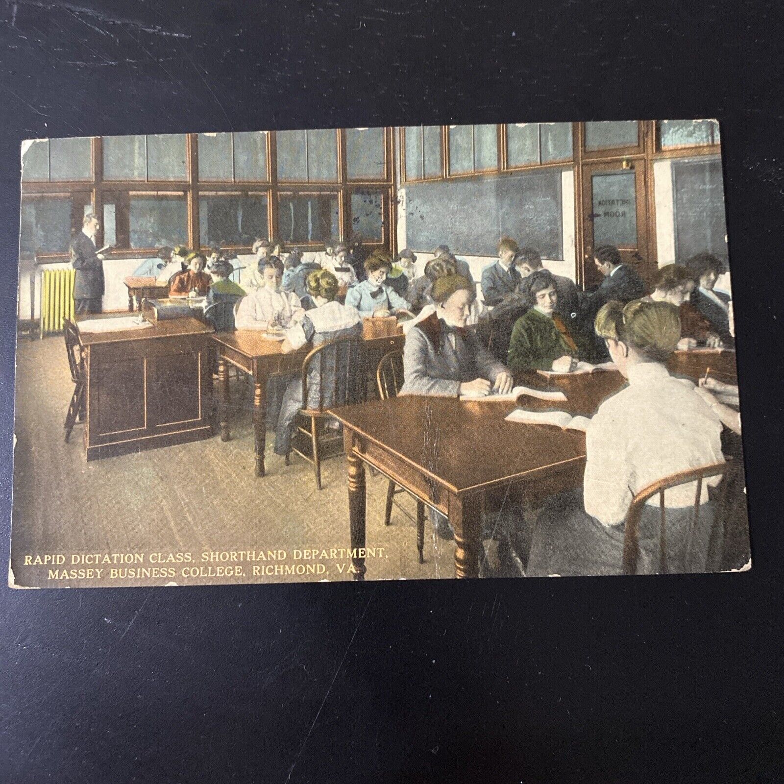 Richmond Virginia Massey Business College Dictation Class Postcard c. 1919