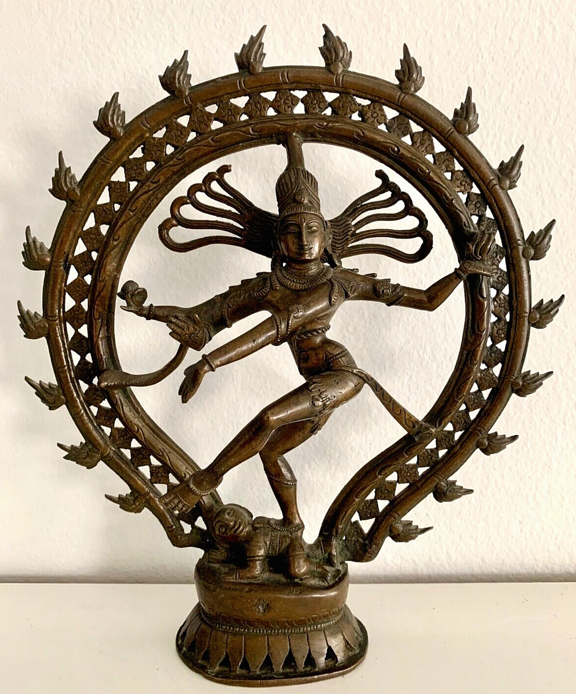 19th Century Bronze Nataraja Shiva as Lord of Dance With Flaming Halo Hindu 13