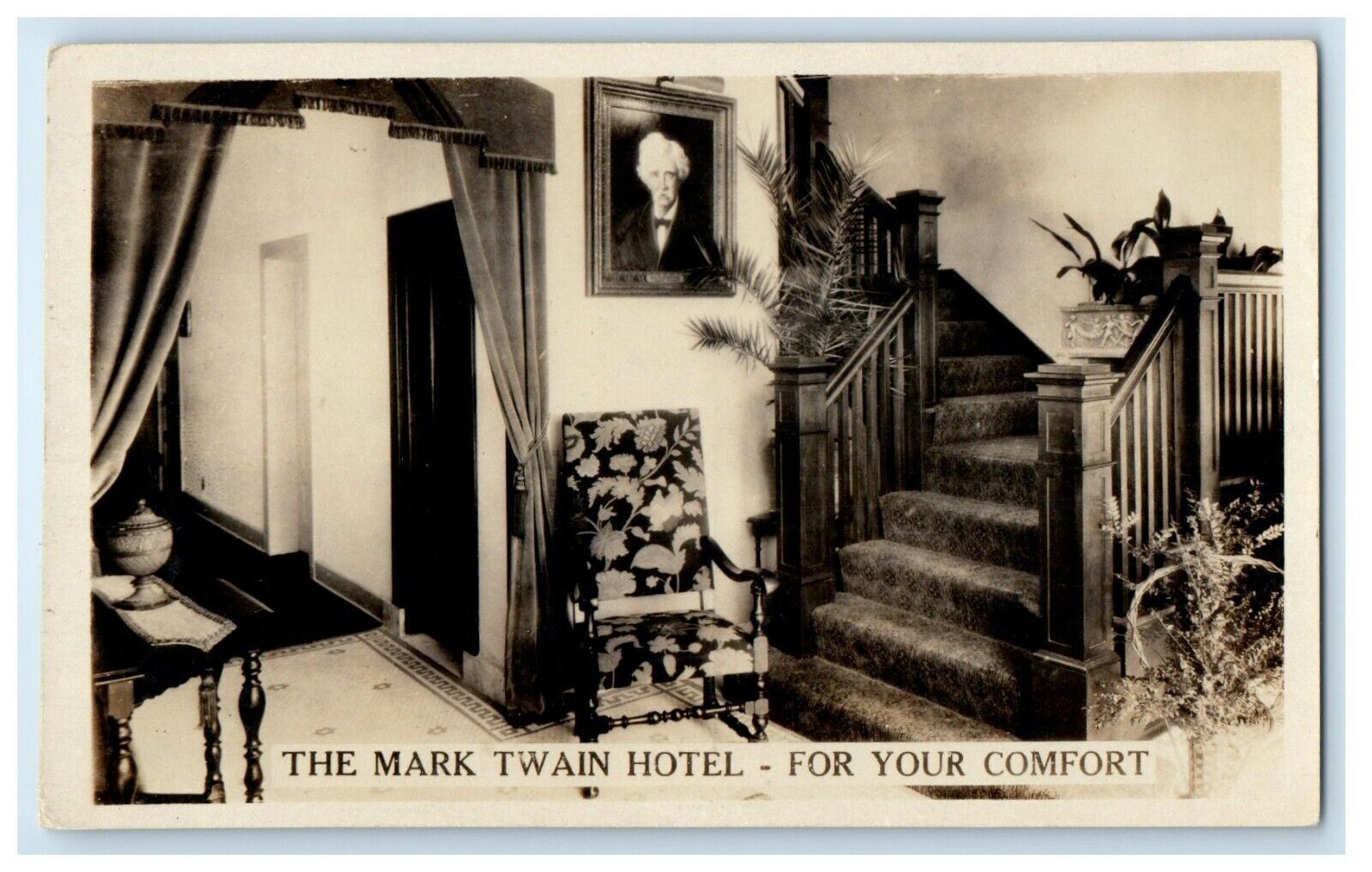 The Mark Twain Hotel Interior Hollywood California CA RPPC Photo Postcard