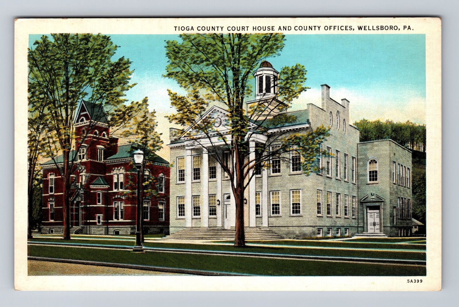 Wellsboro PA-Pennsylvania, Tioga County Court House, Antique, Vintage Postcard