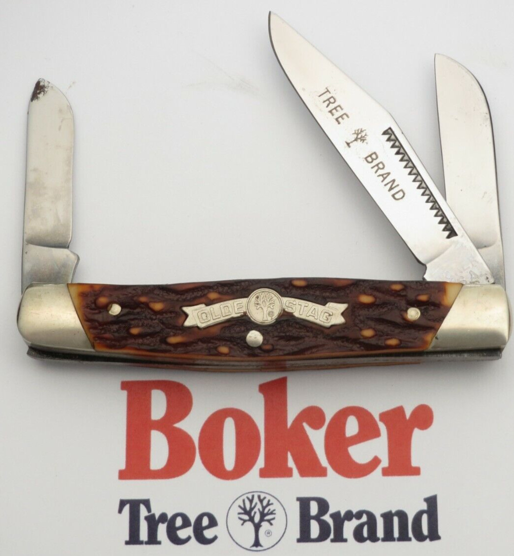 Vintage 1970’s BOKER USA 70485 Premium Stock Knife Delrin Stag Unused N Mint