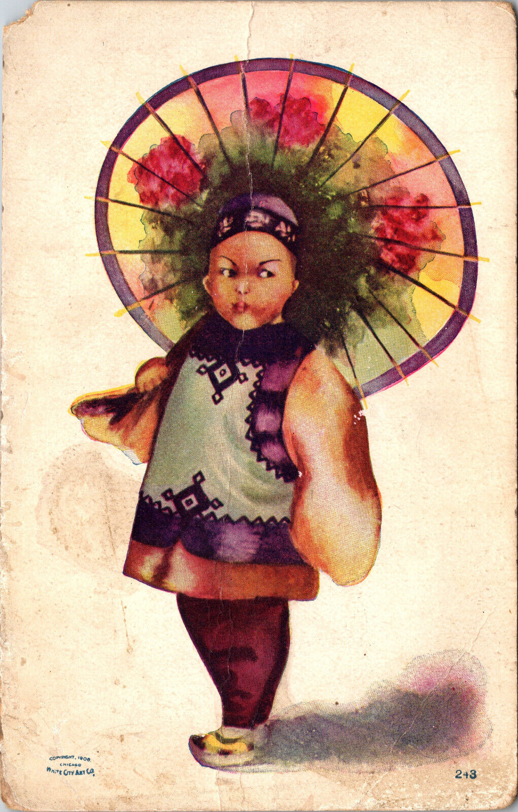 1908 Traditional Asian Chinese Woman White City Art Postcard RPPC Vtg
