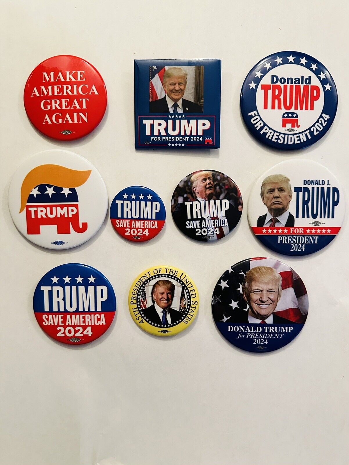 2024 Donald Trump Presidential Pin Back Buttons 