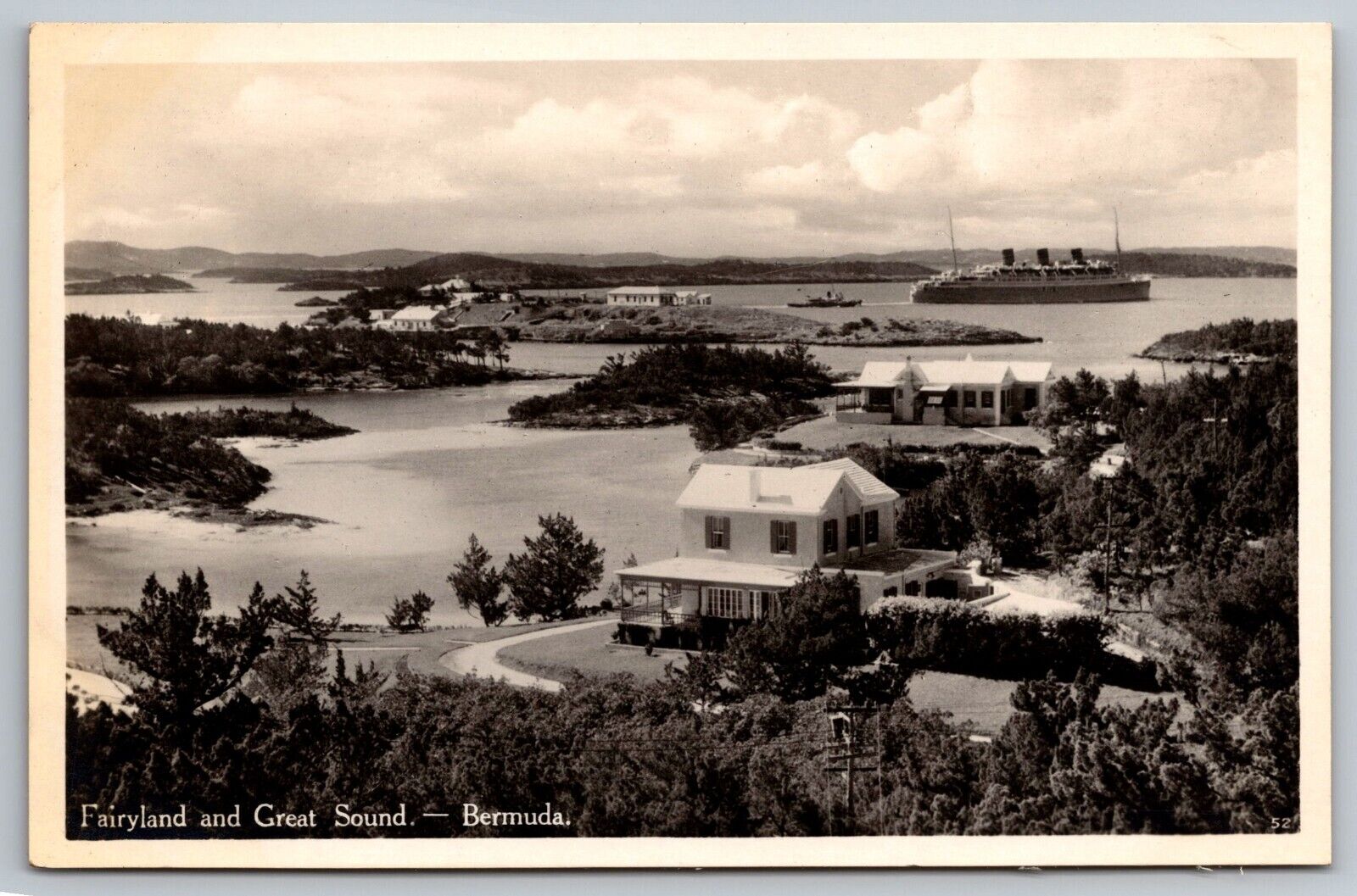 Fairyland and Great Sound. Bermuda Real Photo Postcard. RPPC