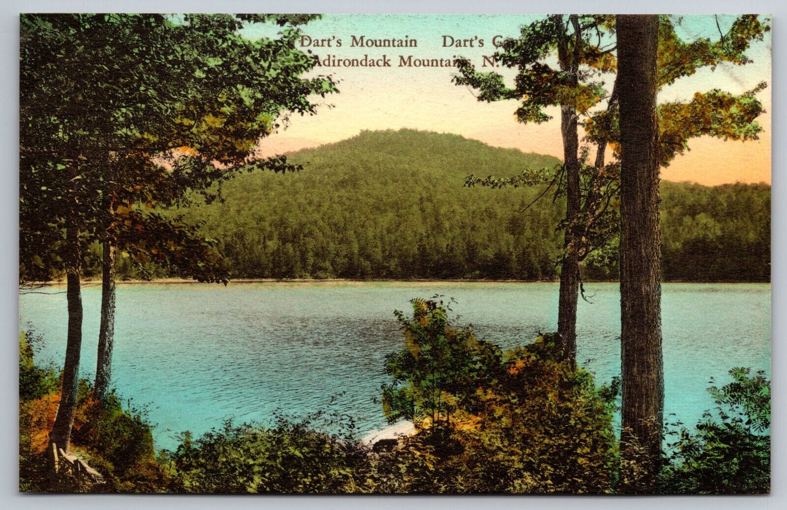 Dart's Mountain Dart's Camp. Adirondack Mountains, Eagle Bay NY Vintage Postcard