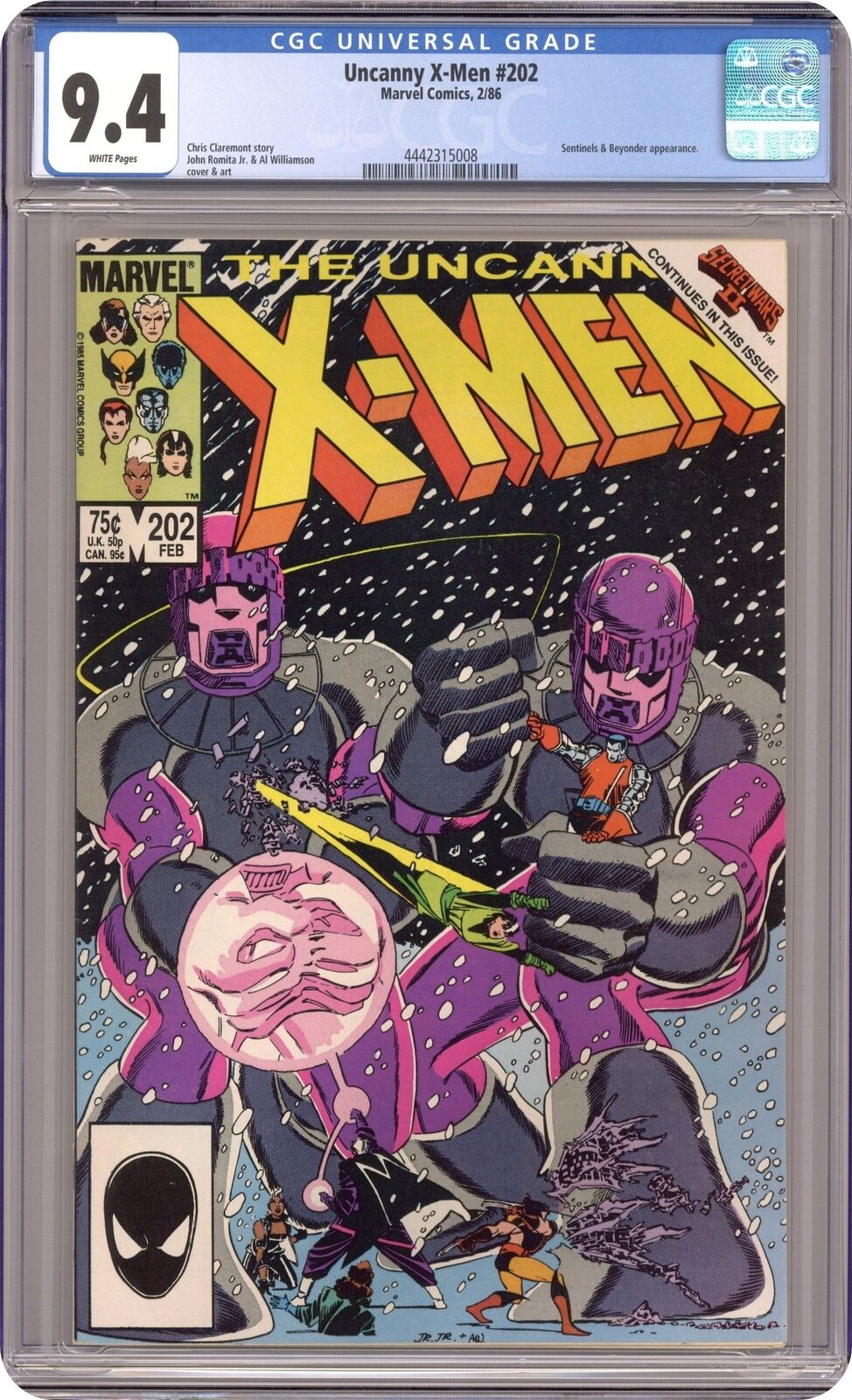 Uncanny X-Men #202 CGC 9.4 1986 4442315008