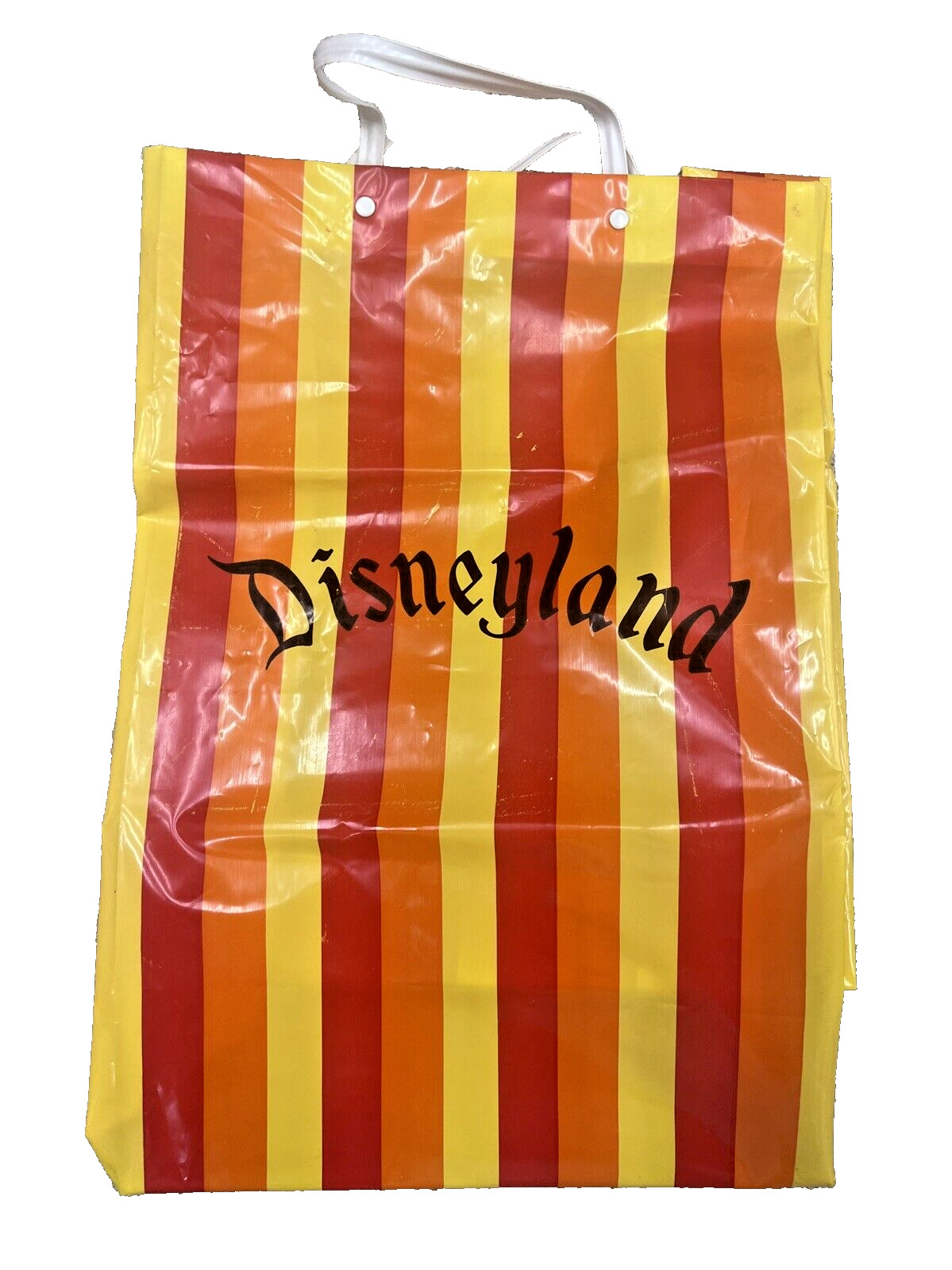 Vtg Walt Disney Productions Disneyland Plastic orange Souvenir Shopping Bag 60\'s