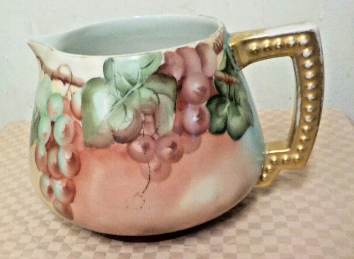 Beautiful JPL Limoges Lemonade or Cider Pitcher~ Outstanding Hand Painted