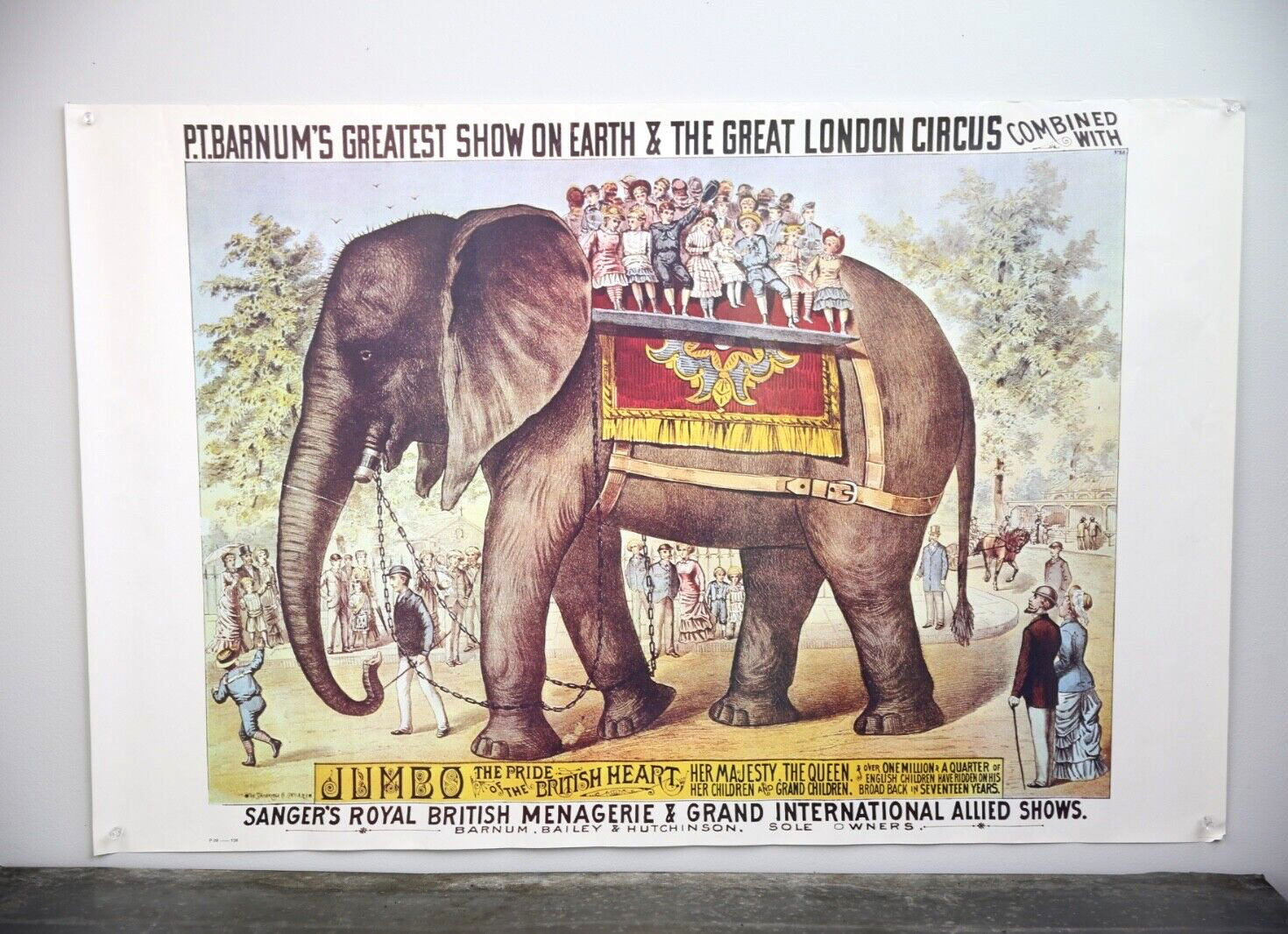 Vintage Barnum Bailey Circus Poster Jumbo elephant banner carnival side show