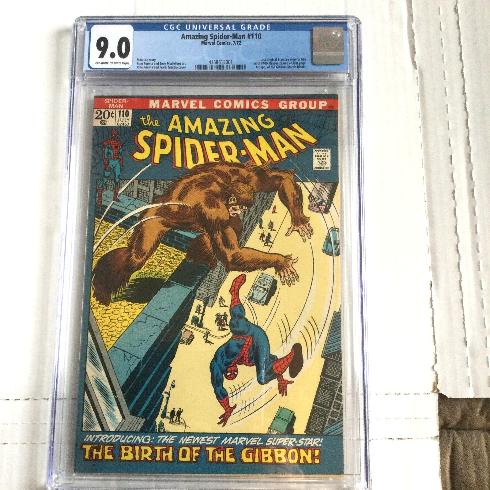 Amazing Spider-Man #110 CGC 9.0 1st Gibbon Last Stan Lee