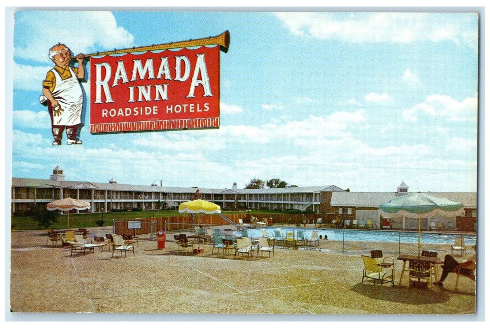 c1960's Ramada Inn Roadside Hotels Swimming Pool Tulsa Oklahoma OK Postcard