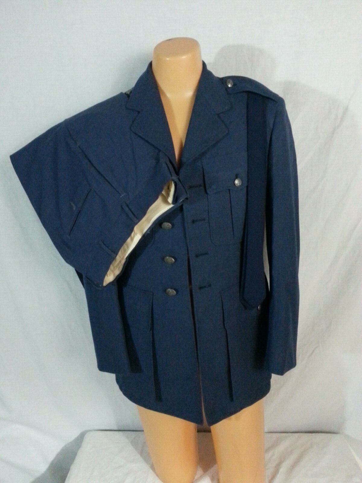 Vtg USAF Uniform Dress Blue Wool Suit Coat 36 R  Pants 30-30 (+ 2\