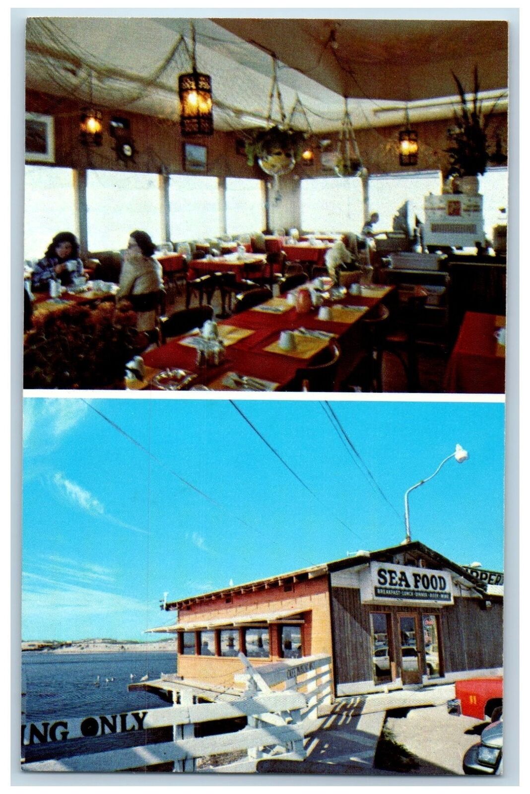 Moss Landing California CA Postcard Skipper's Restaurant Seaside c1960's Vintage