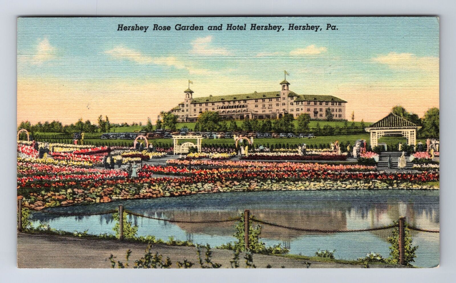 Hershey PA-Pennsylvania Hershey Rose Garden Hotel Hershey Vintage c1944 Postcard