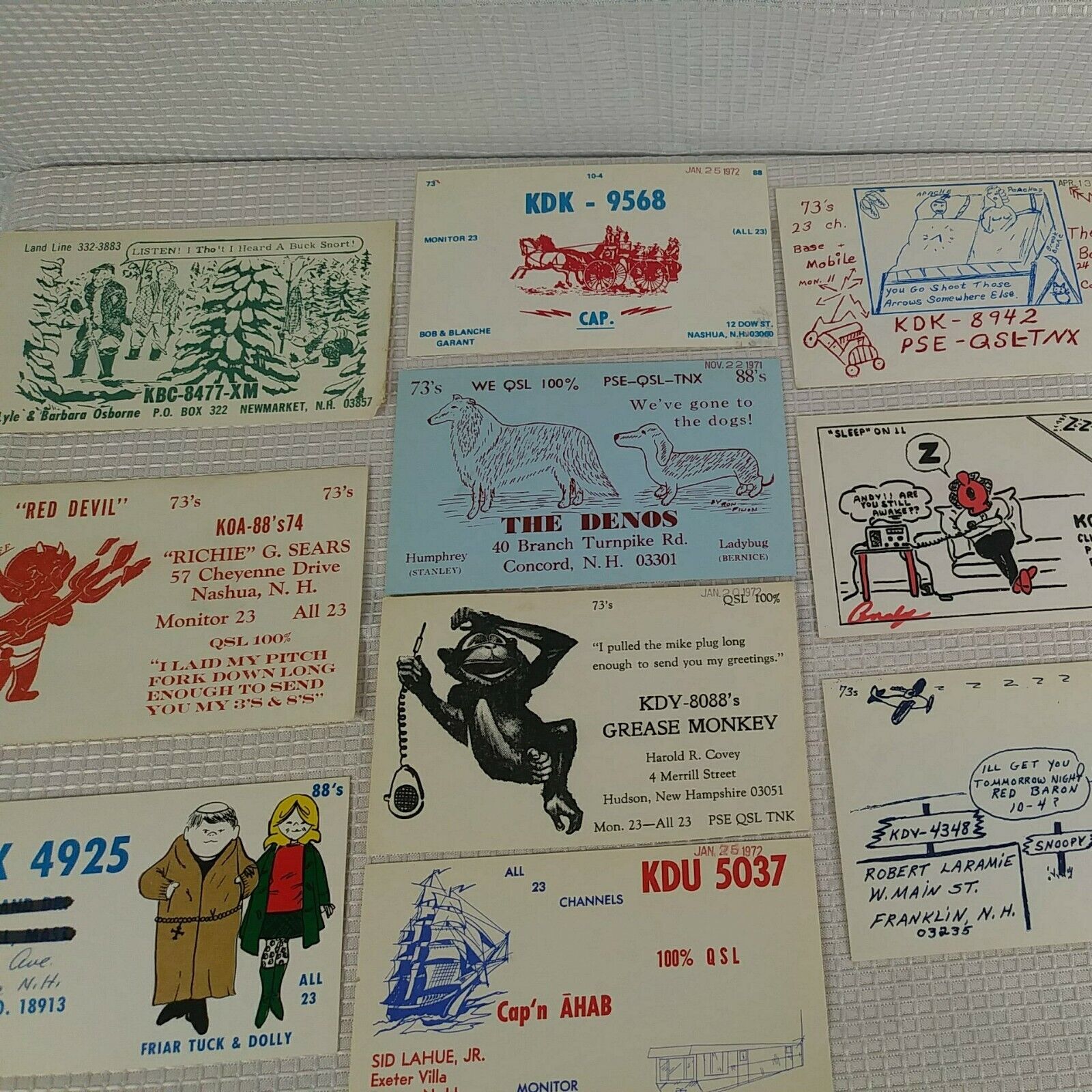 Vintage QSL Radio Cards Amateur Radio QSL Cards Lot New Hampshire Radio Cards 10