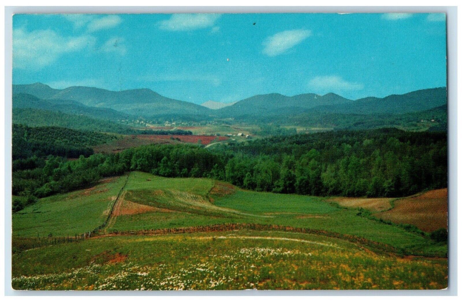c1960s Bird\'s Eye View of Young Harris Valley 1968 Northeast Georgia GA Postcard