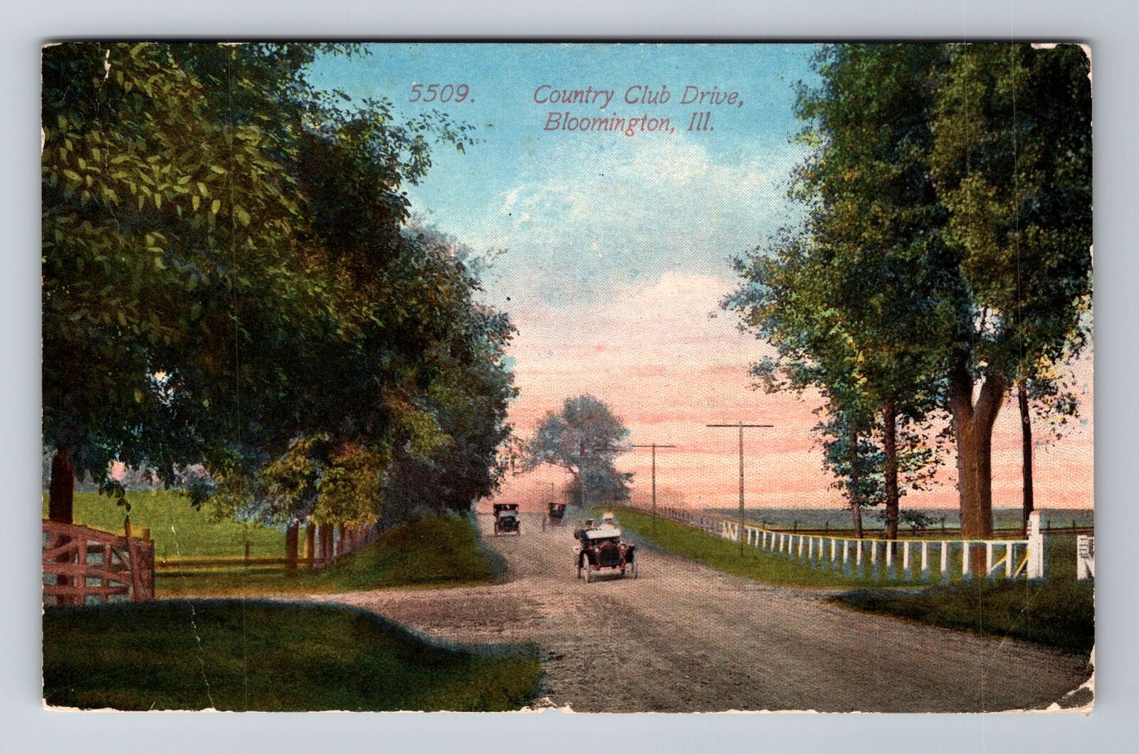 Bloomington IL-Illinois, Country Club Drive, c1913 Antique Vintage Postcard