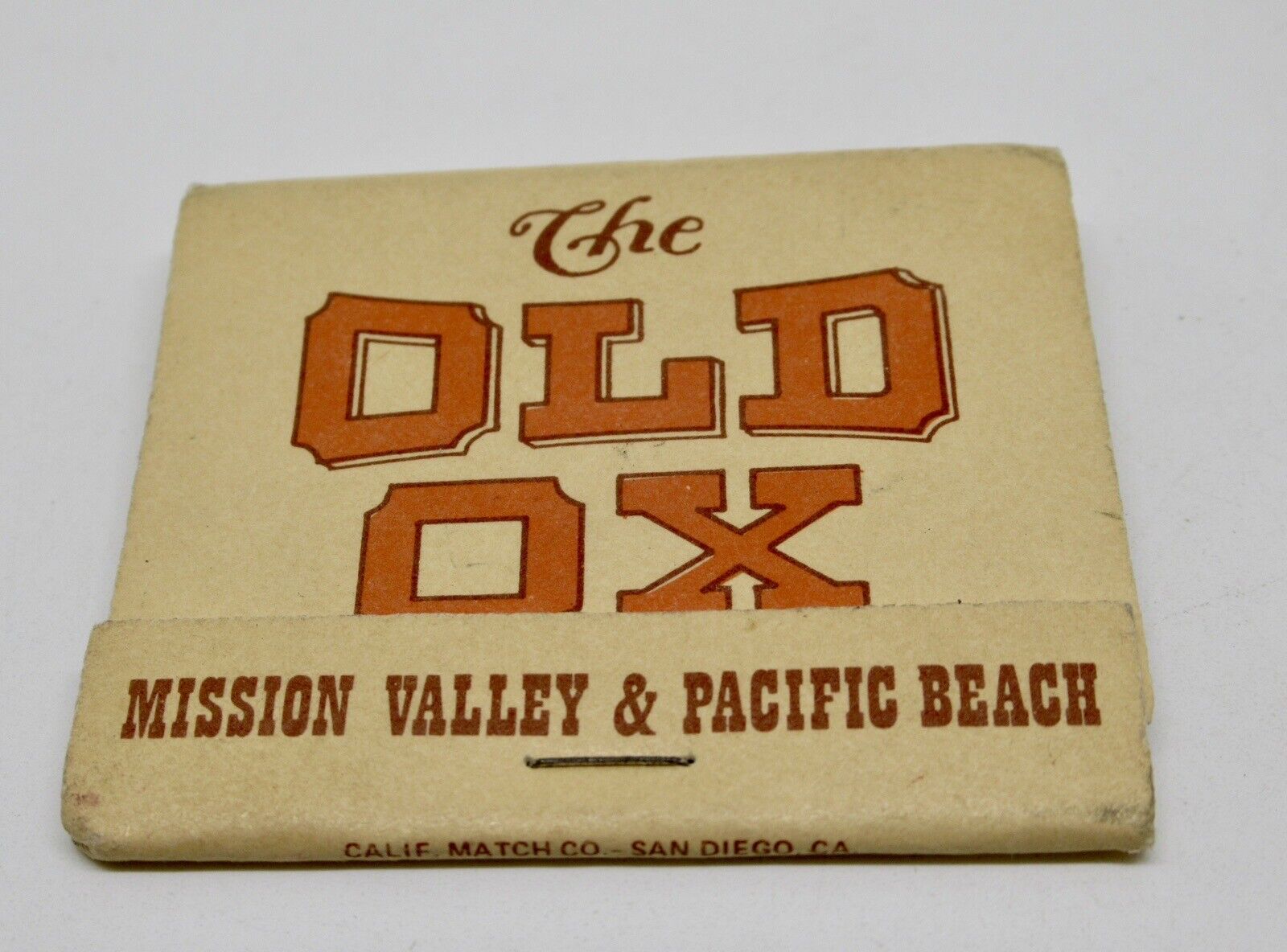 Old Ox Restaurant San Diego Pacific Beach California FULL Matchbook